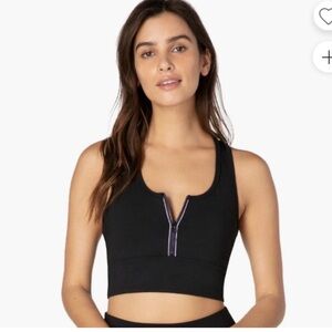 Beyond Yoga Black Tank with Purple Zipper